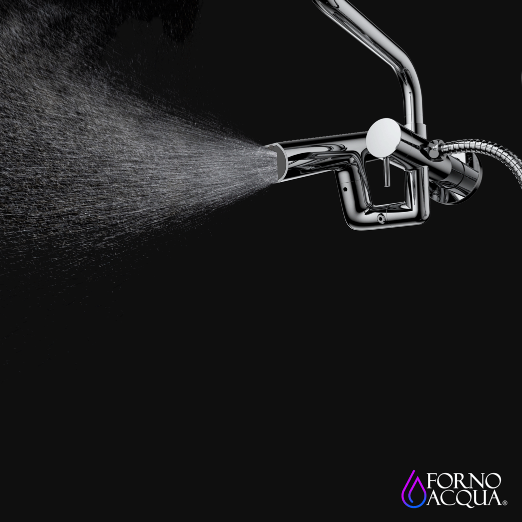 Forno Acqua AcquaFALL Mini 8 Inch Shower Head, Matte Black Finish, Overhead Rainfall Shower, Handheld Shower Head, Body Jets, 1.8 GPM Flow Rate