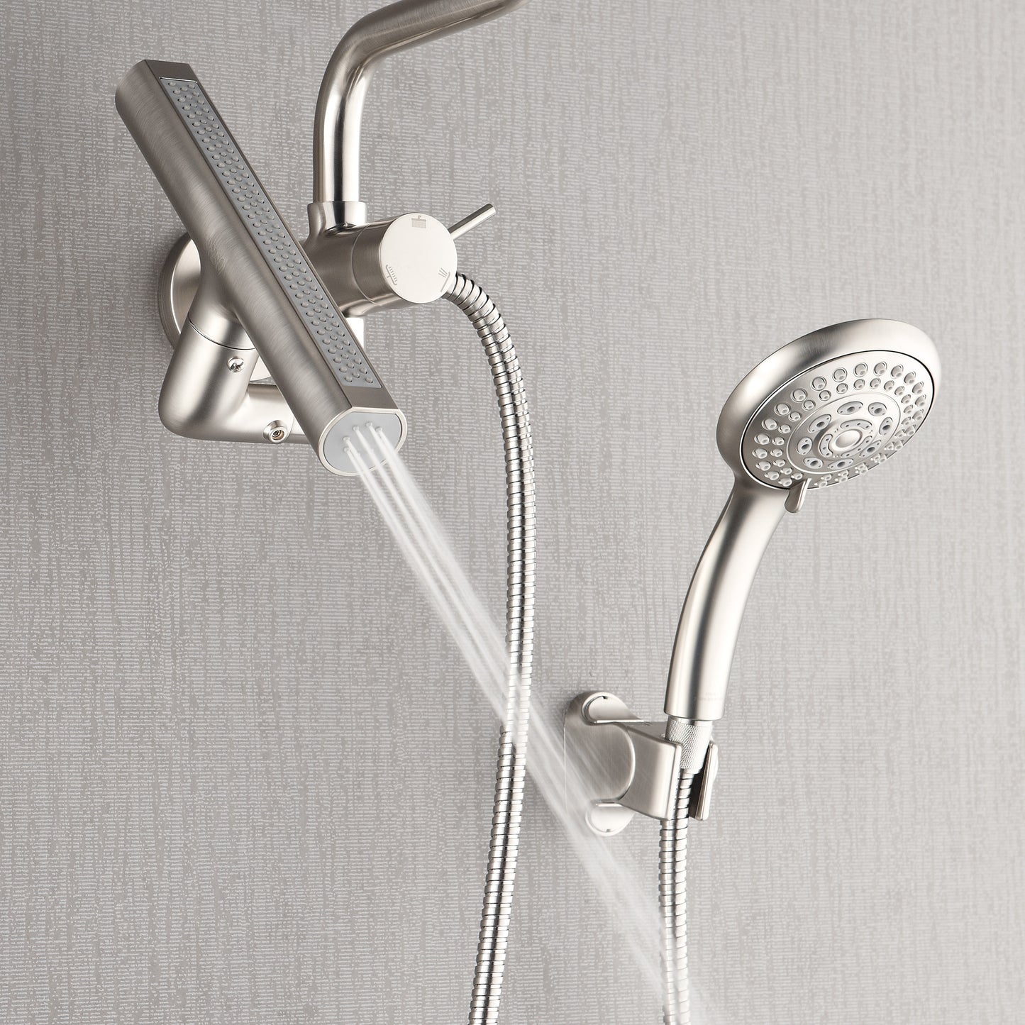 Forno Acqua AcquaFALL Mini 8 Inch Shower Head, Brushed Nickel Finish, Overhead Rainfall Shower, Handheld Shower Head, Body Jets, 1.8 GPM Flow Rate