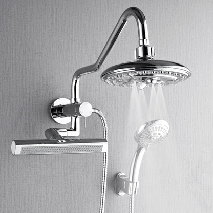 Forno Acqua AcquaFALL Mini 8 Inch Shower Head, Polished Stainless Steel Finish, Overhead Rainfall Shower, Handheld Shower Head, Body Jets, 1.8 GPM Flow Rate