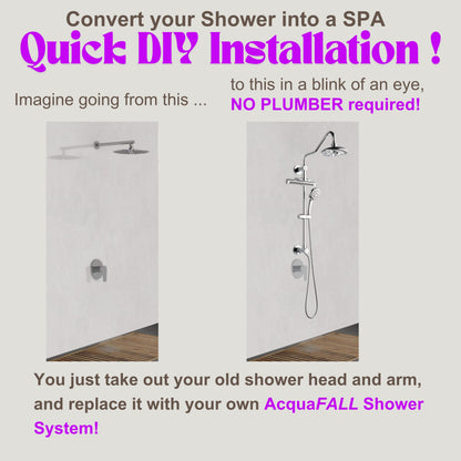 Forno Acqua AcquaFALL Shower, Brushed Nickel Finish, Overhead Rainfall Shower, 7 Way Diverter, Handheld Shower Head, Body Jets, 1.8 GPM Flow Rate