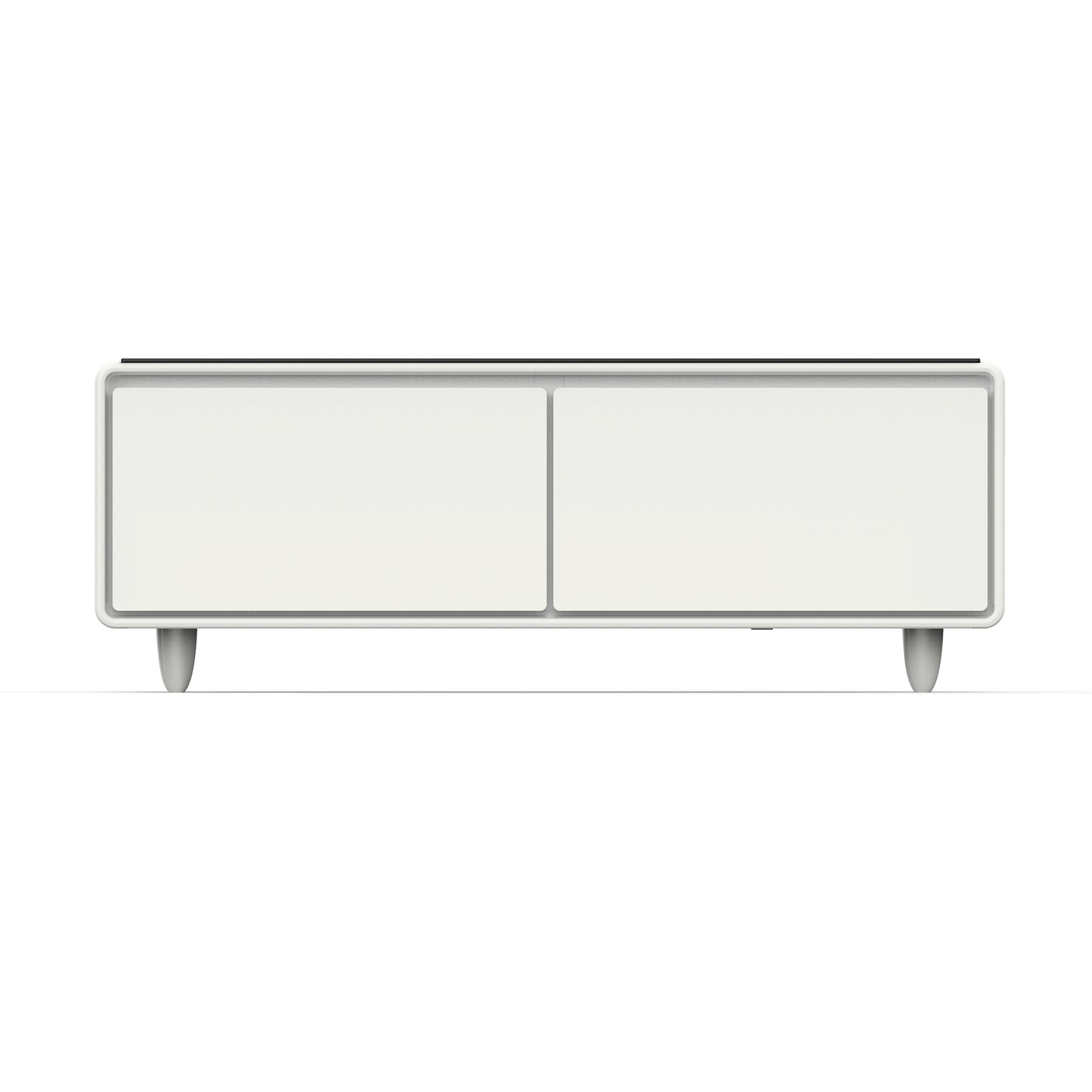 Forno Evoluto Tavolo 51-Inch White Smart Coffee Table – Dual Refrigerator Drawers, Bluetooth 5.0 Audio, Wireless Charging & RGB Ambient Light