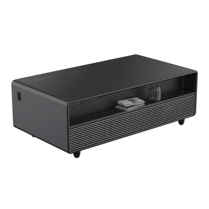 Forno Evoluto Tavolo 51-Inch Black Smart Coffee Table – Dual Refrigerator Drawers, Bluetooth 5.0 Audio, Wireless Charging & RGB Ambient Light