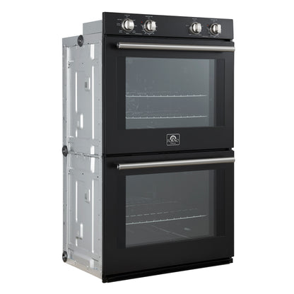 Forno Vomero 30-Inch Double Wall Oven, Black, 10 cu.ft Total Capacity, 7100W Convection, Mechanical Controls, Manuel Steam Clean