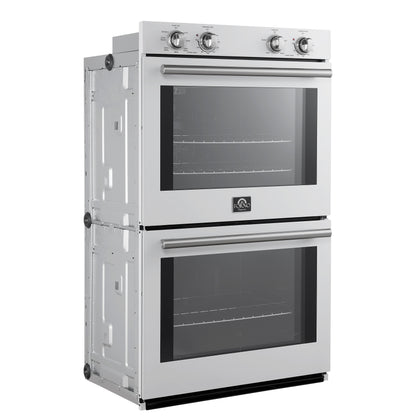 Forno Vomero 30-Inch Double Wall Oven, White, 10 cu.ft Total Capacity, 7100W Convection, Mechanical Controls, Manuel Steam Clean