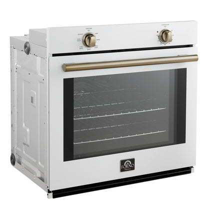Forno Vomero 30-Inch Wall Oven, White, 5 cu.ft Capacity, 3550 Watts Convection, Mechanical Controls, Manuel Steam Clean