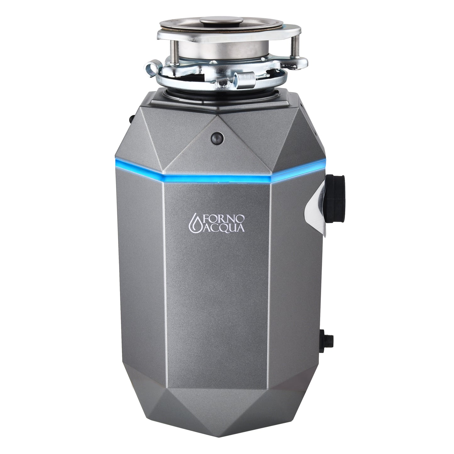 FORNO ACQUA BrightDIAMOND Black Onyx 1HP Super Quiet Garbage Disposal Corded with Motion Sensor Cabinet Light & Pre-Wired Air Switch