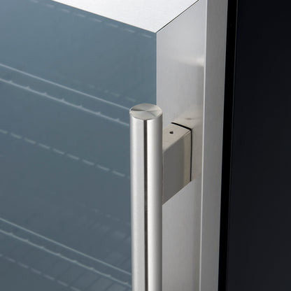 Forno Frescolino 24 Inch Beverage Cooler, Stainless Steel, with LED Lighting, Triple Glass Door, 188 Can Capacity, Built-In or Freestanding