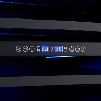 Forno Bacchino 24 Inch Wine Cooler, Stainless Steel, with LED Lighting, Triple Glass Door, 51 Bottle Capacity, Built-In or Freestanding